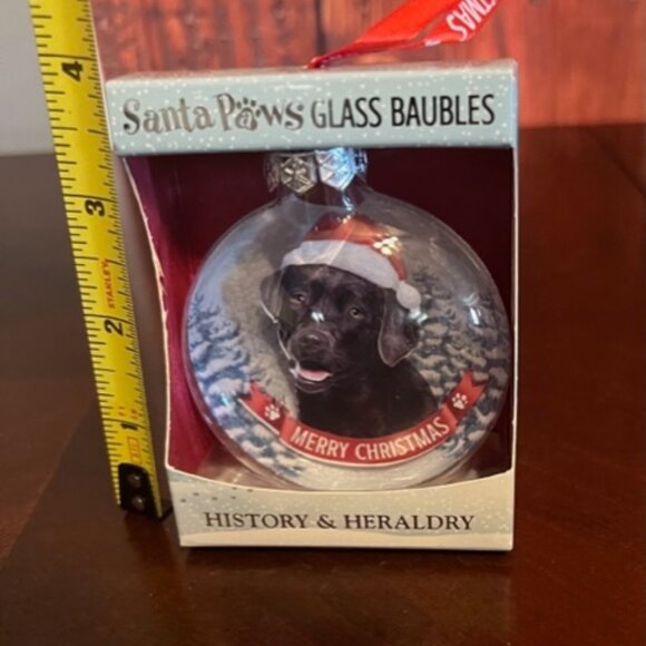 Santa Paws Glass Baubles Christmas Ornament for dog lover Packaged in a gift box - Picture 4 of 7